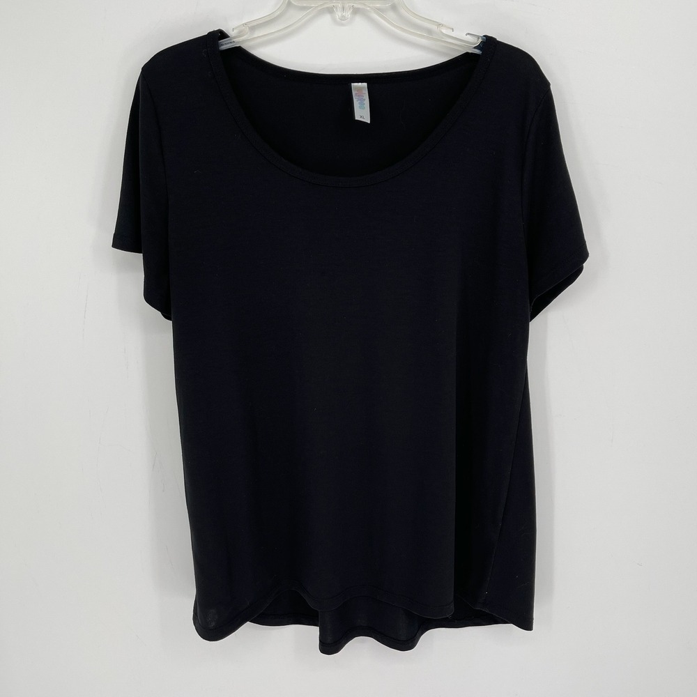 LuLaRoe Women's Black Short Sleeve Stretch Scoop‎ Neck Classic T-Shirt Size XL